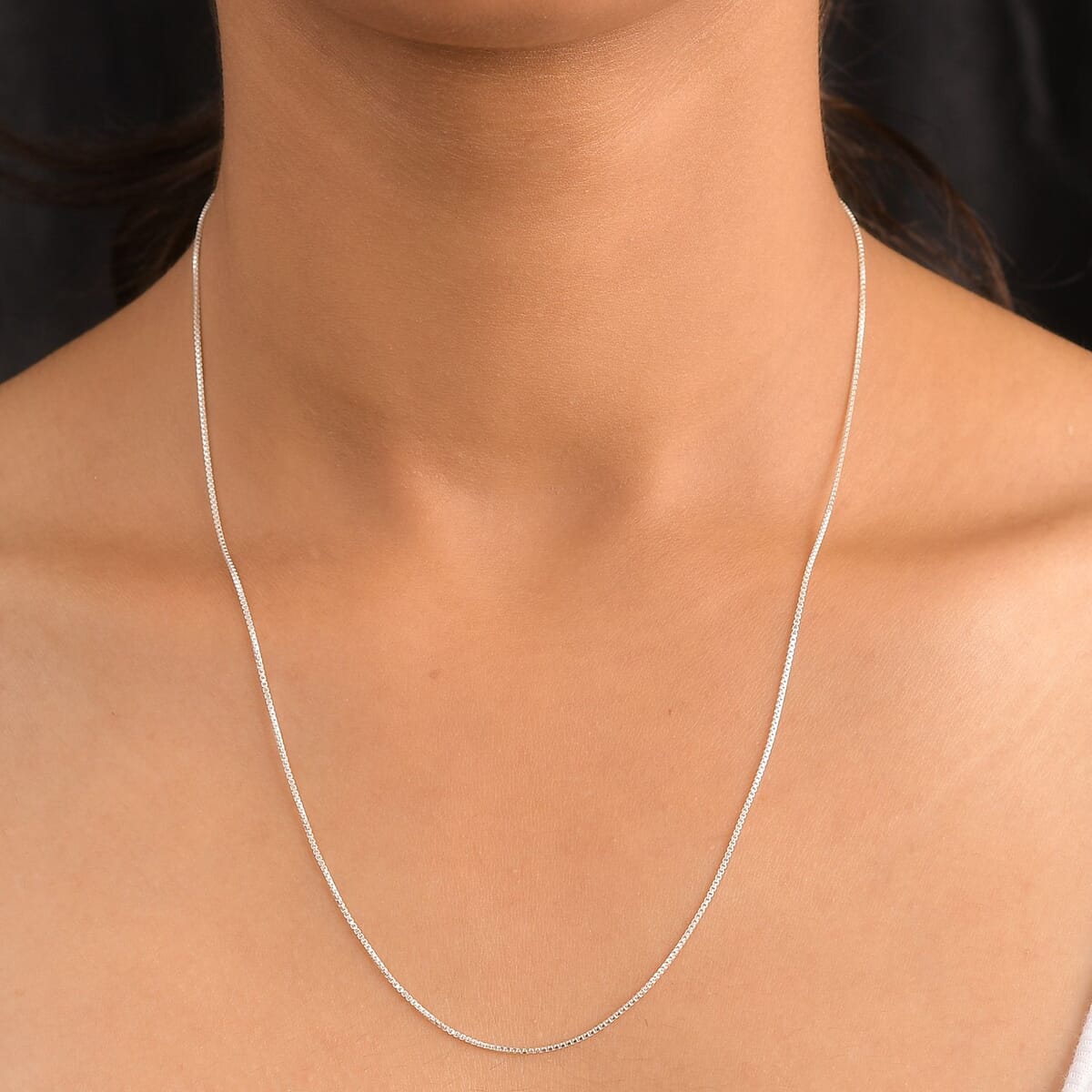 Box Chain Necklace Sterling Silver with Adjustable Ball 2.15 Grams 20 Inches image number 2
