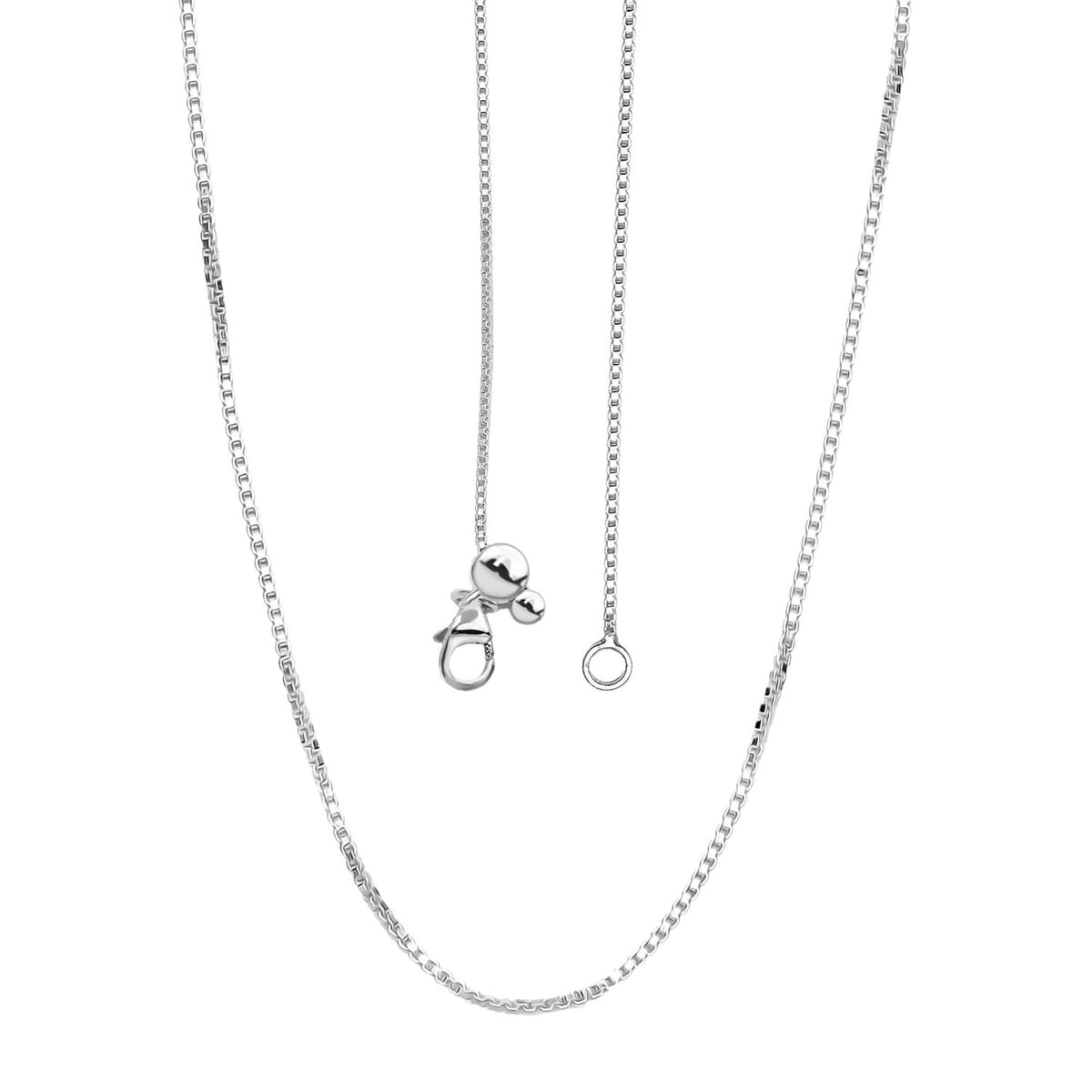 Box Chain Necklace Sterling Silver with Adjustable Ball 2.15 Grams 20 Inches image number 5