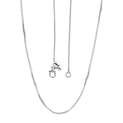 Box Chain Necklace Sterling Silver with Adjustable Ball 2.15 Grams 20 Inches