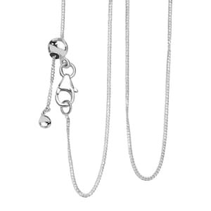 Curb Chain Necklace in Sterling Silver with Adjustable Ball 2.15 Grams 20 Inches