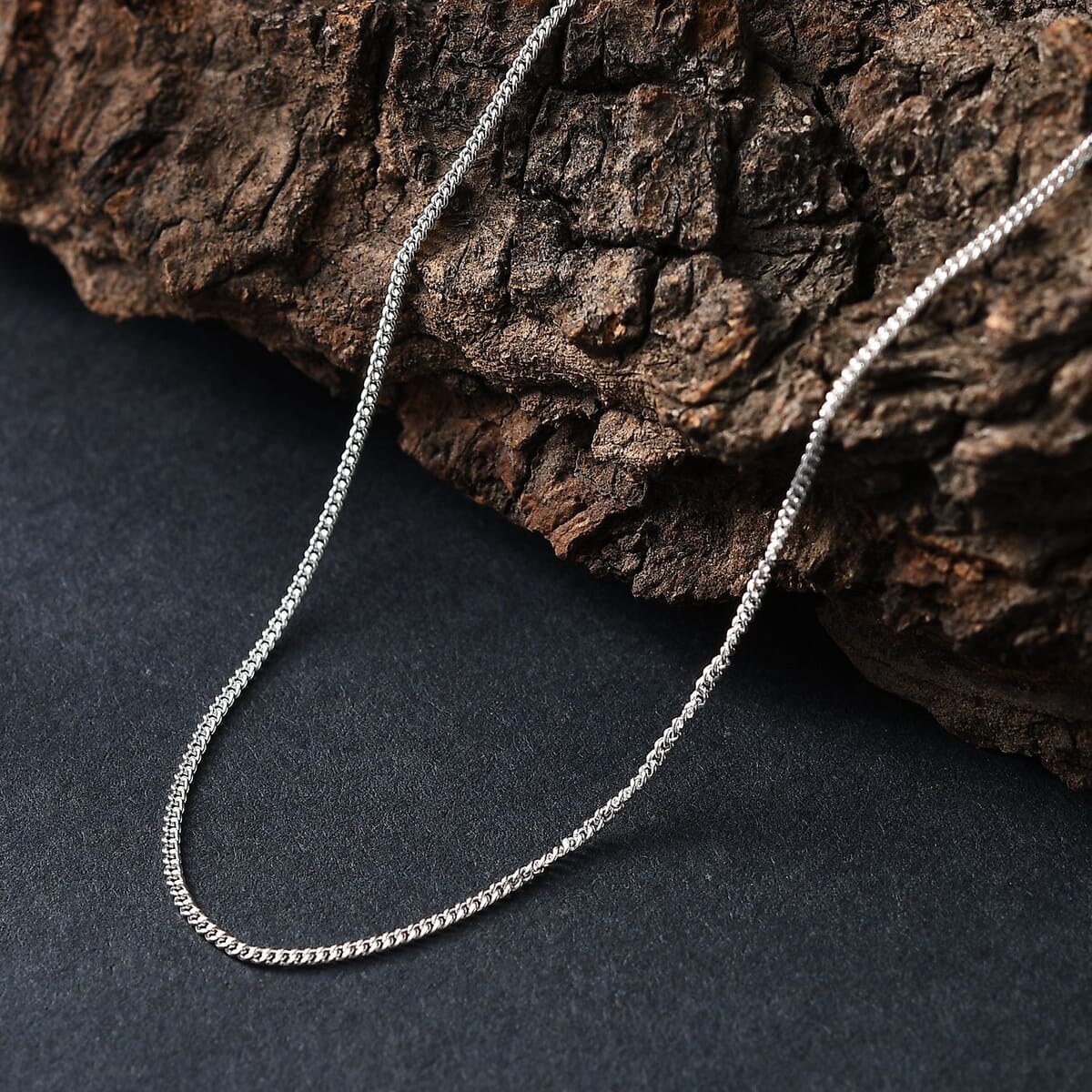 Curb Chain Necklace in Sterling Silver with Adjustable Ball 2.15 Grams 20 Inches image number 1