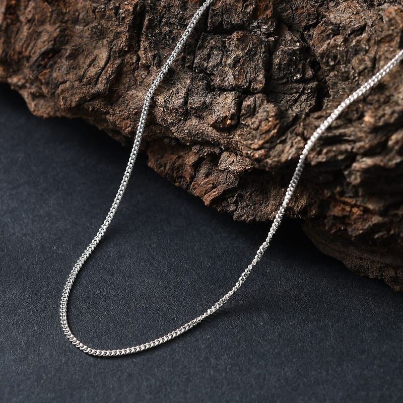 Curb Chain Necklace in Sterling Silver with Adjustable Ball 2.15 Grams 20 Inches