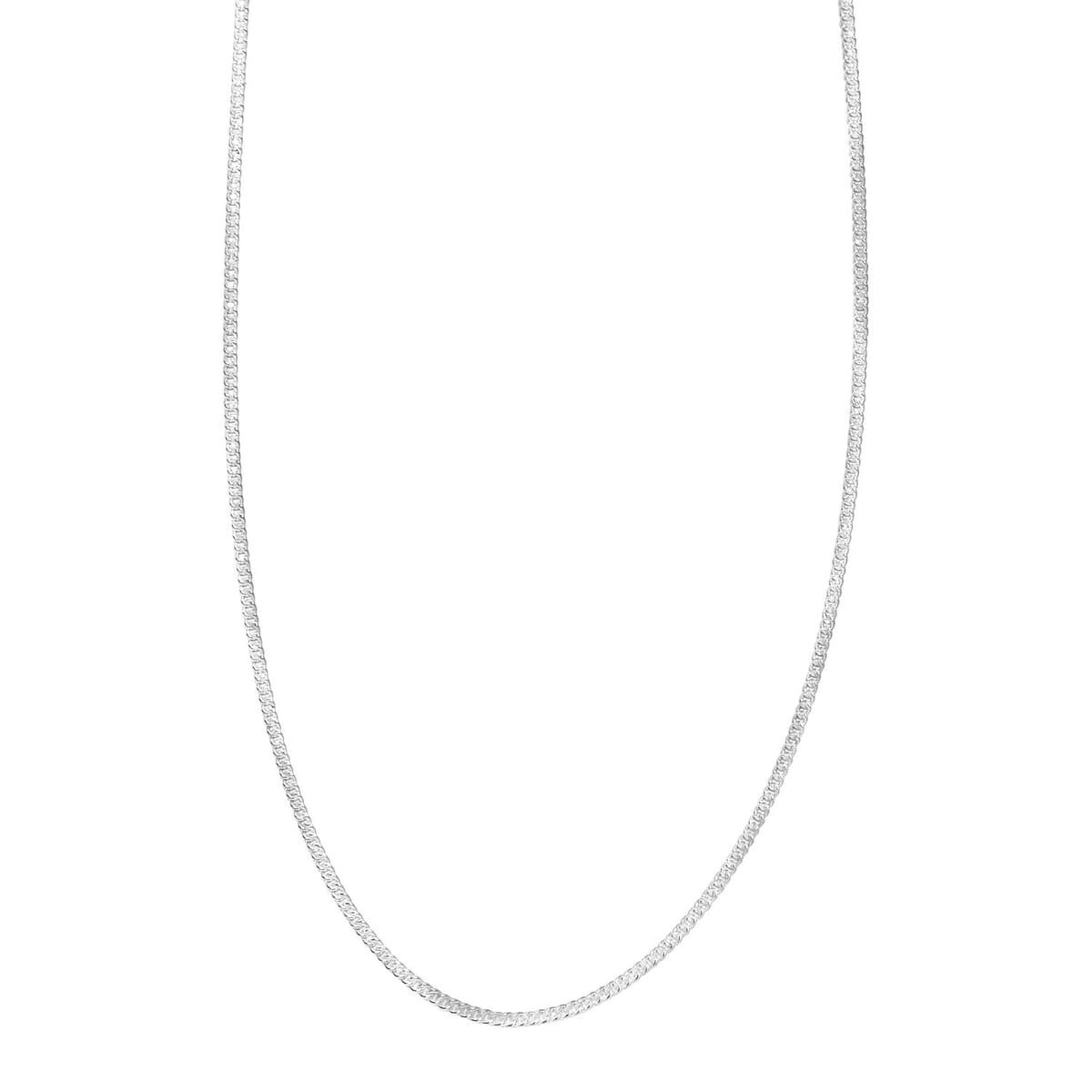 Curb Chain Necklace in Sterling Silver with Adjustable Ball 2.15 Grams 20 Inches image number 4