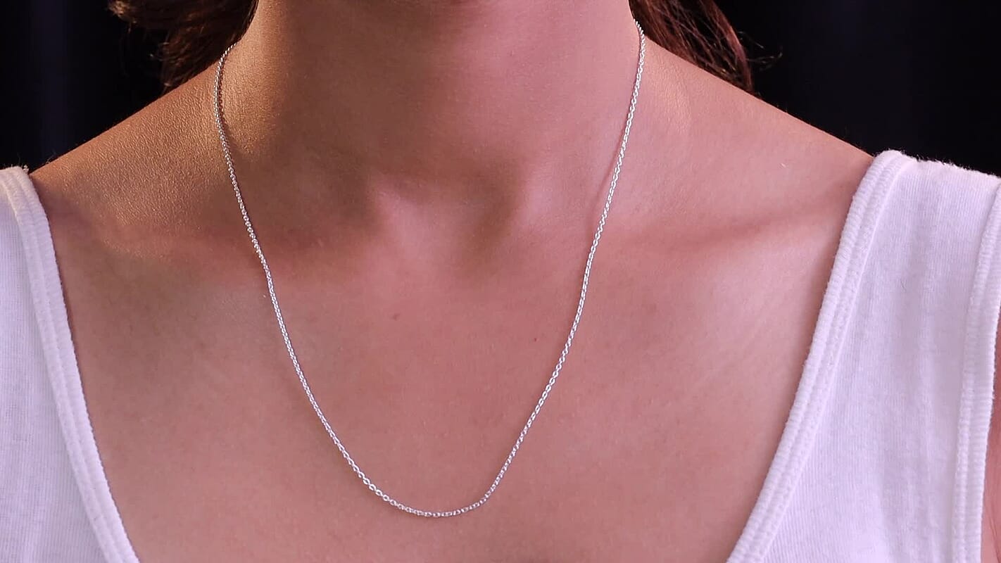 Cable Chain Necklace in Sterling Silver with Adjustable Ball 2.15 Grams 20 Inches