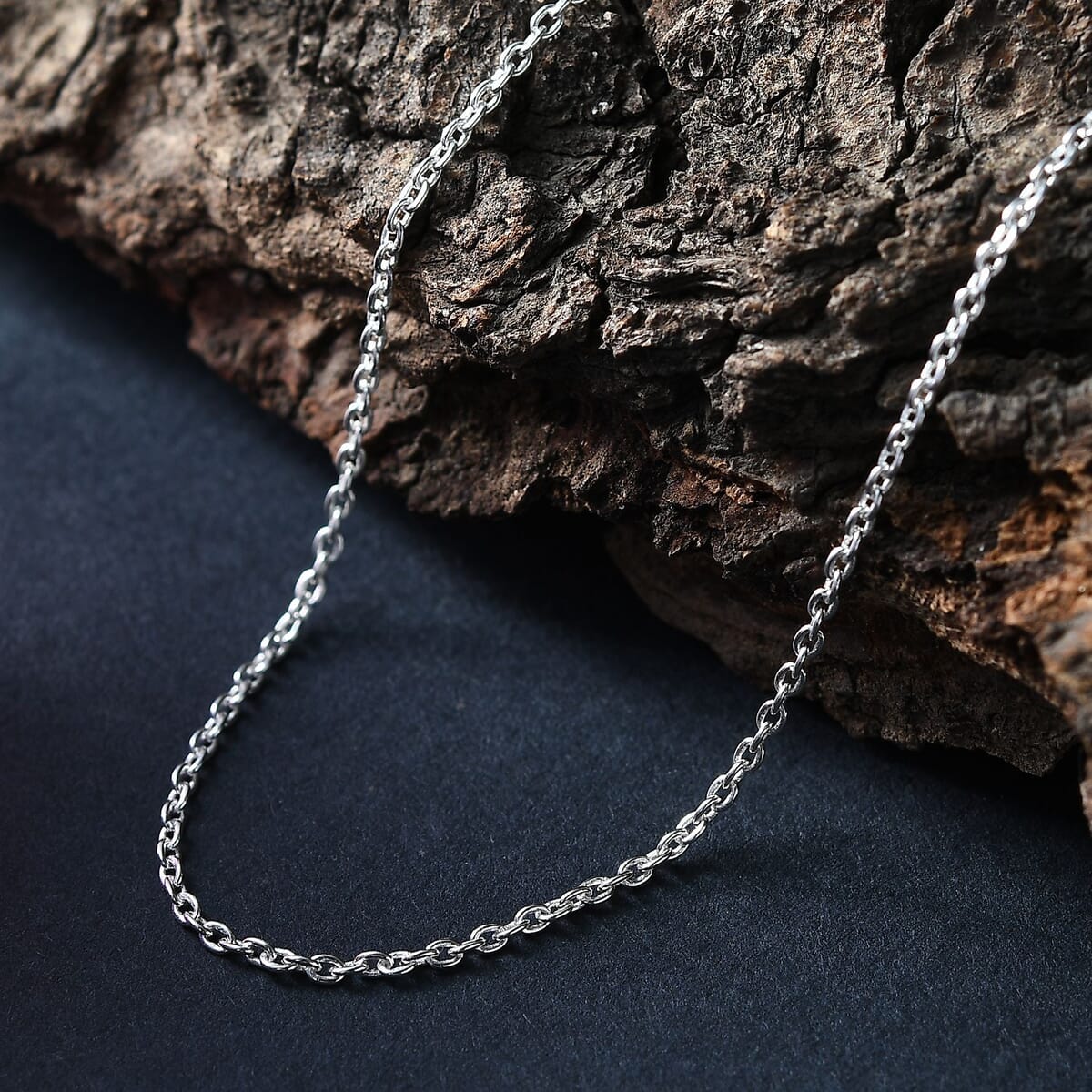 Cable Chain Necklace in Sterling Silver with Adjustable Ball 2.15 Grams 20 Inches image number 1