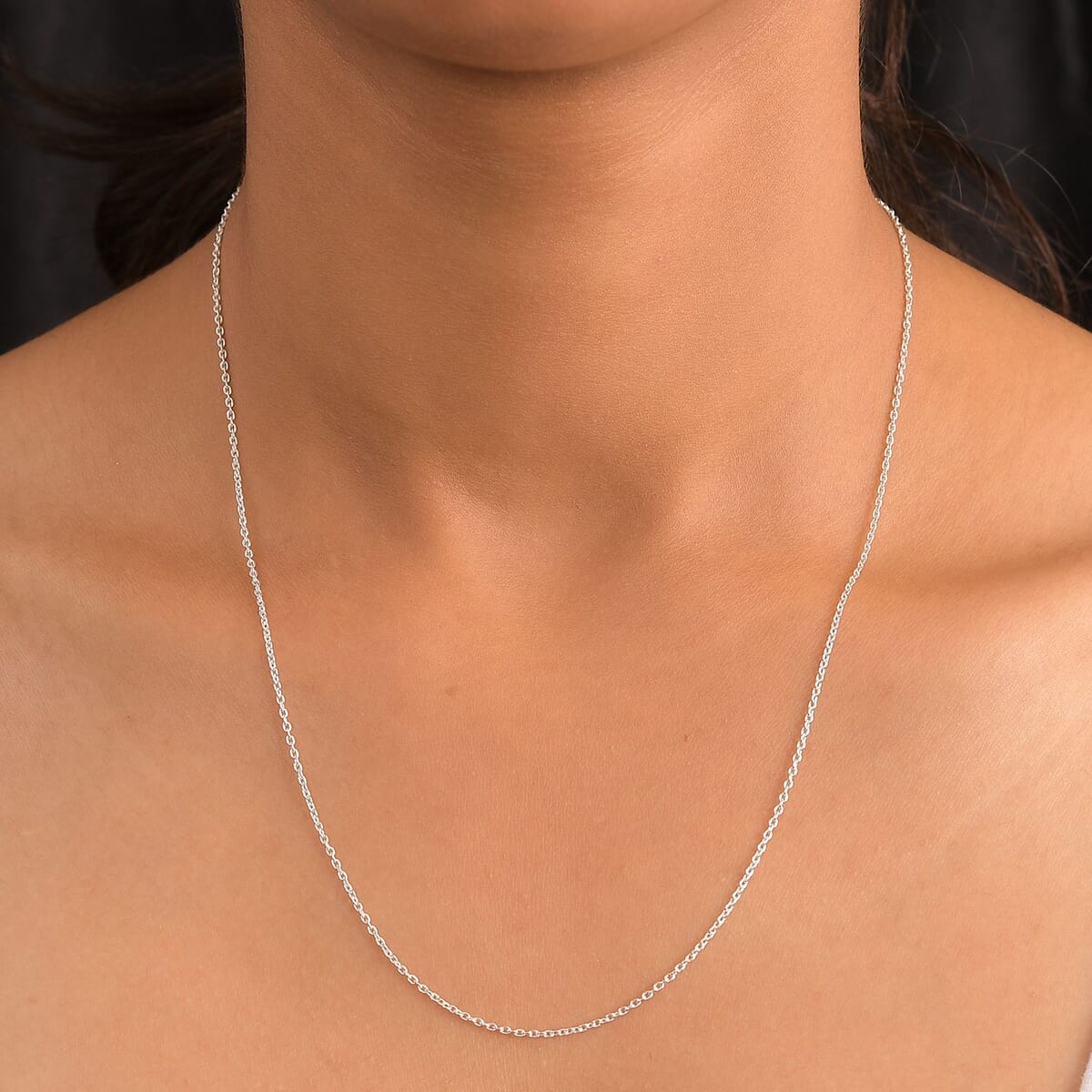 Cable Chain Necklace in Sterling Silver with Adjustable Ball 2.15 Grams 20 Inches image number 2