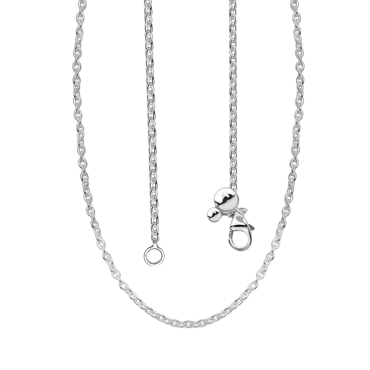 Cable Chain Necklace in Sterling Silver with Adjustable Ball 2.15 Grams 20 Inches image number 5