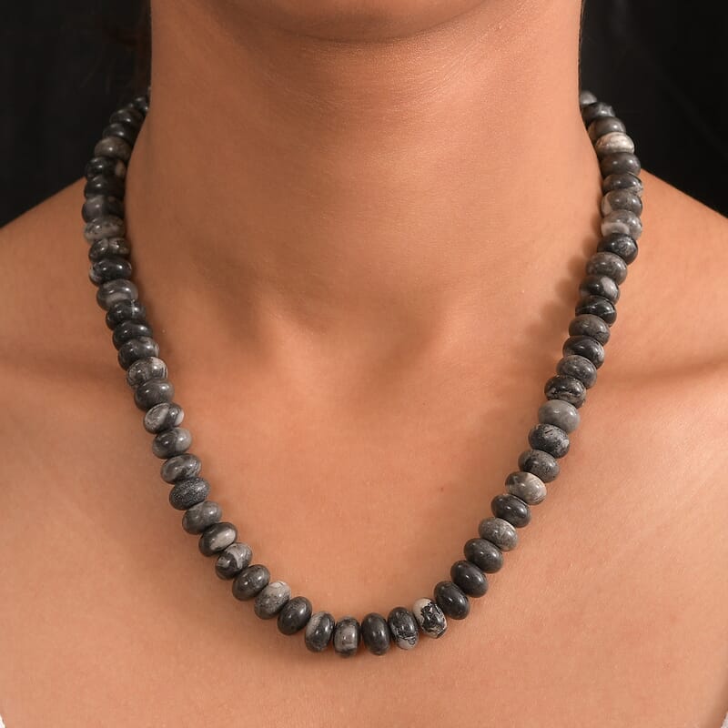Jasper 330.00 ctw Beaded Necklace in Platinum Bond 18 Inches