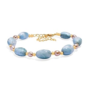 Larimar 65.00 ctw Bracelet in Vermeil YG Over Sterling Silver (7.50 In)