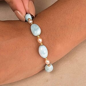 Larimar 65.00 ctw Bracelet in Vermeil YG Over Sterling Silver (7.50 In)