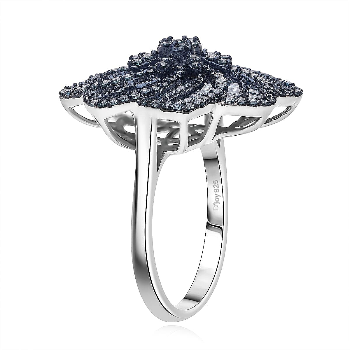 D'Joy Blue Diamond 1.50 ctw Ring in Rhodium Over Sterling Silver (Size 6.0) image number 2