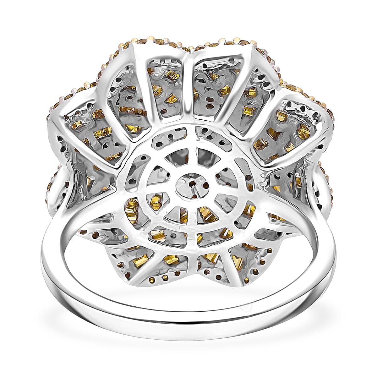 10th Sep TLV D'Joy Yellow Diamond (IR) Ring in Rhodium Over Sterling Silver (Size 10.0) 1.50 ctw