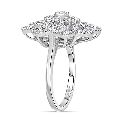 D'Joy Diamond 1.50 ctw Spiral Floral Ring in Rhodium Over Sterling Silver (Size 10.0)