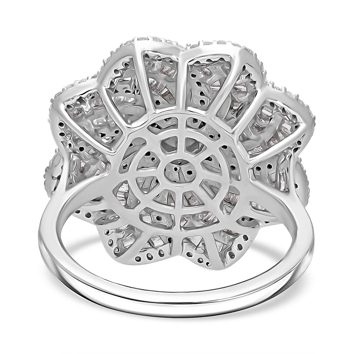D'Joy Diamond 1.50 ctw Spiral Floral Ring in Rhodium Over Sterling Silver (Size 8.0) image number 3