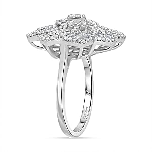 D'Joy Diamond 1.50 ctw Spiral Floral Ring in Rhodium Over Sterling Silver (Size 9.0)