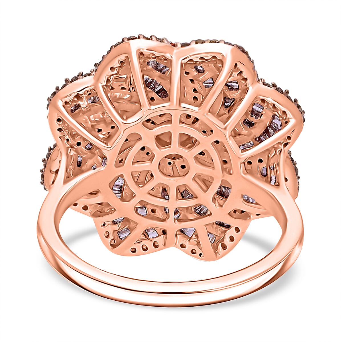 D'Joy Natural Champagne Diamond 1.50 ctw Spiral Floral Ring in 18K Vermeil Rose Gold Over Sterling Silver (Size 9.0) image number 3