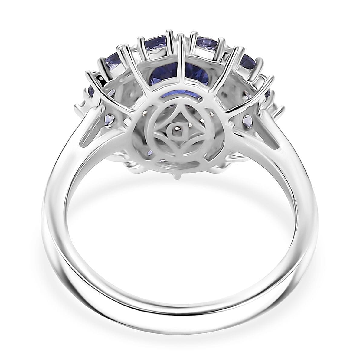 D'Joy Catalina Iolite and White Zircon 2.15 ctw Stellar Crown Ring in Rhodium Over Sterling Silver (Size 10.0)