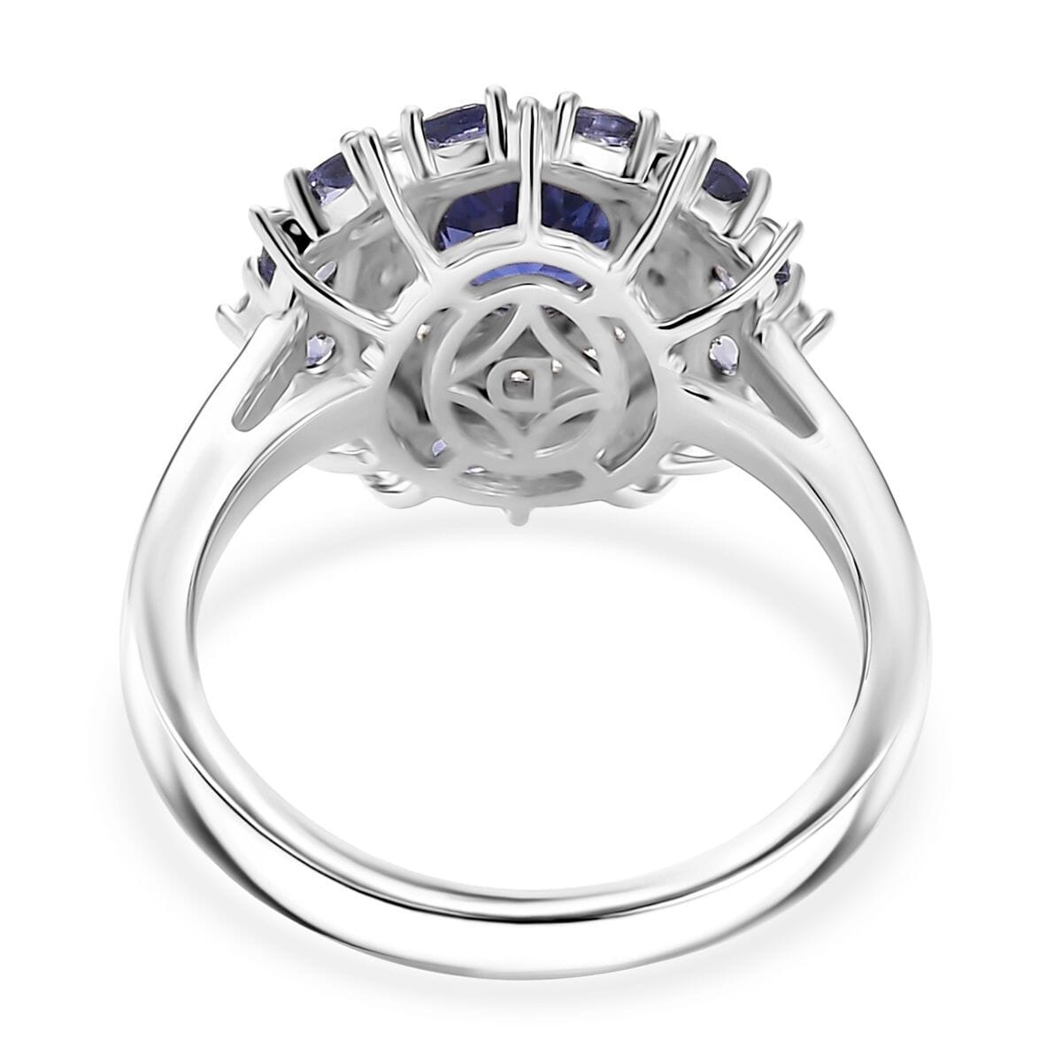 D'Joy Catalina Iolite and White Zircon 2.15 ctw Stellar Crown Ring in Rhodium Over Sterling Silver (Size 10.0) image number 4