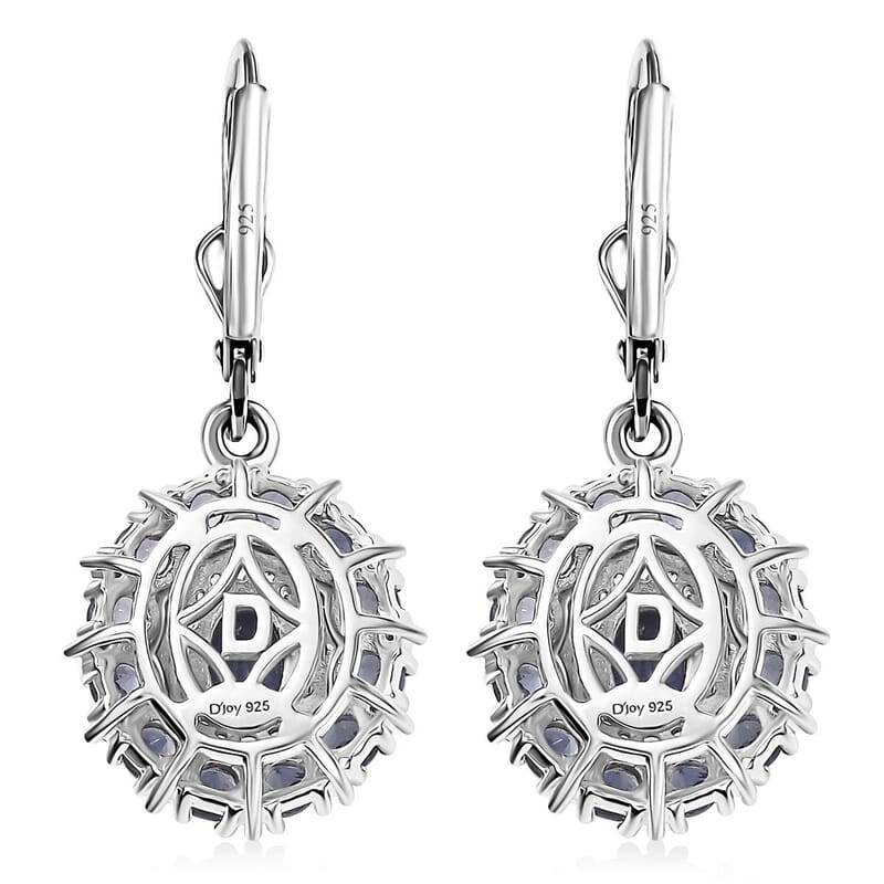 D'Joy Catalina Iolite and White Zircon 2.80 ctw Stellar Crown Earrings in Rhodium Over Sterling Silver
