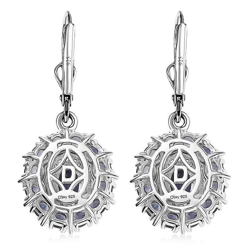 D'Joy Catalina Iolite and White Zircon 2.80 ctw Stellar Crown Earrings in Rhodium Over Sterling Silver
