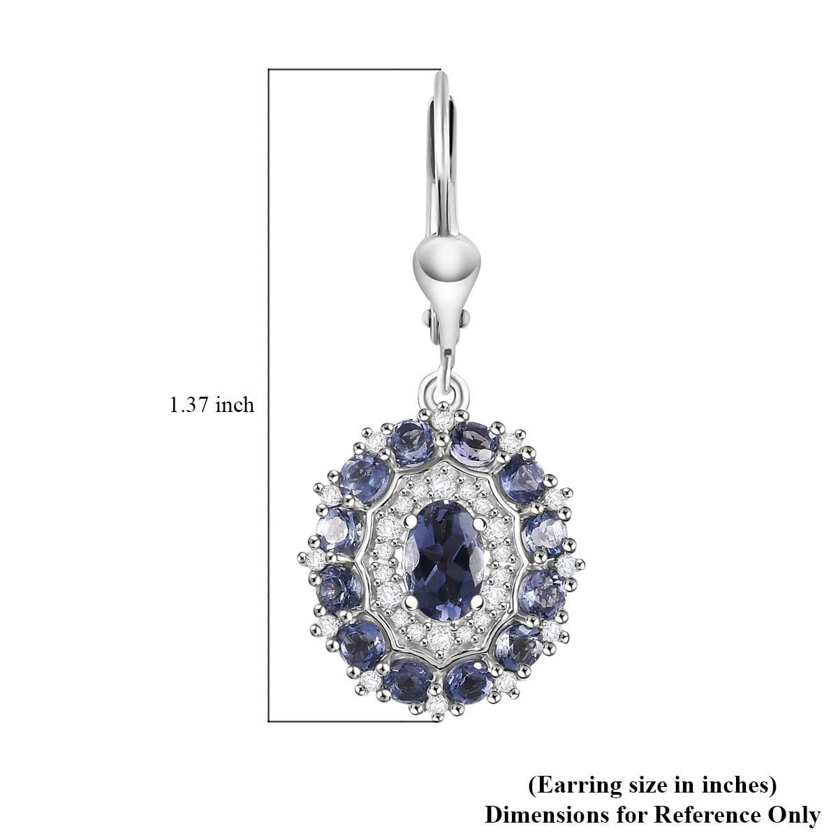 D'Joy Catalina Iolite and White Zircon 2.80 ctw Stellar Crown Earrings in Rhodium Over Sterling Silver image number 5