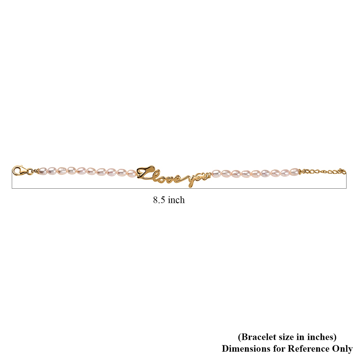 GP Capri Special Collection Pearl I Love You Bracelet in 18K Vermeil Yellow Gold Over Sterling Silver (7.25 In)