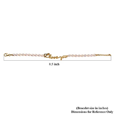 GP Capri Special Collection Pearl I Love You Bracelet in 18K Vermeil Yellow Gold Over Sterling Silver (7.25 In)