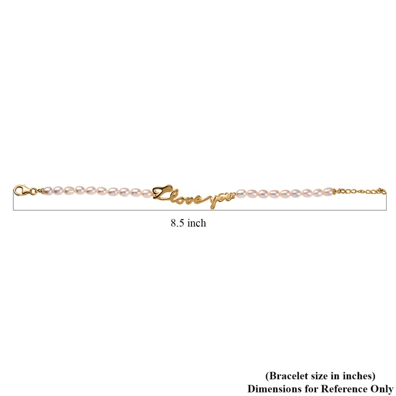 GP Capri Special Collection Pearl I Love You Bracelet in 18K Vermeil Yellow Gold Over Sterling Silver (7.25 In)