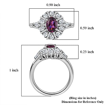 D'Joy AAA Radiant Ember Garnet and White Zircon 2.35 ctw Crown of Lights Ring in Rhodium Over Sterling Silver (Size 7.0)