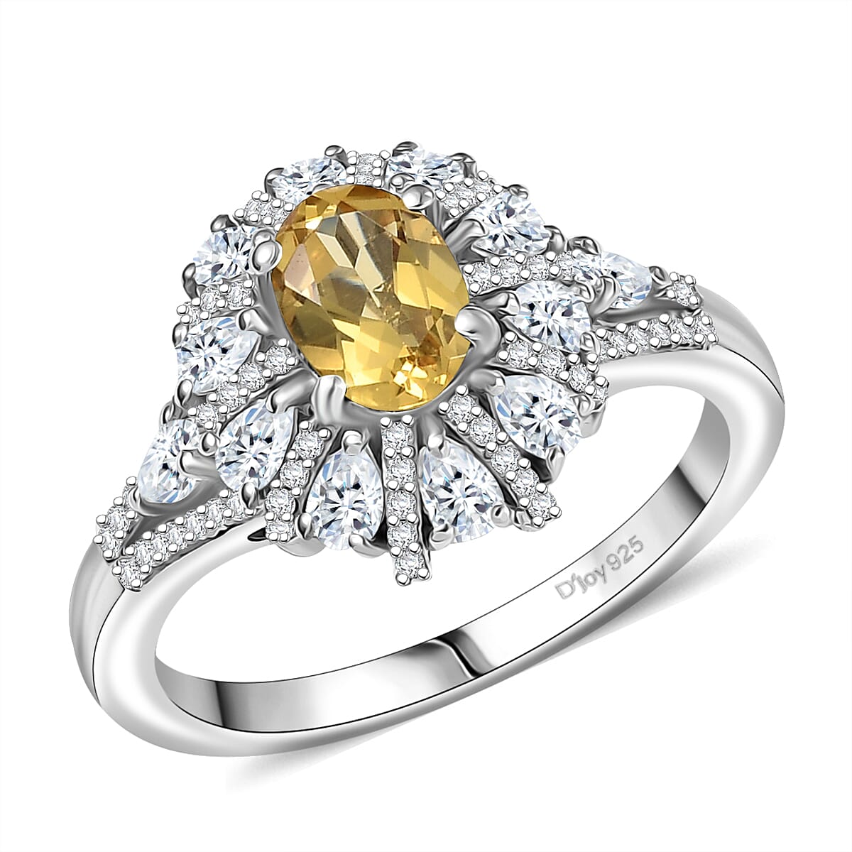 AAA Radiant Ember Garnet, White Zircon Ring in Rhodium Over Sterling Silver (Size 10.0) 2.35 ctw