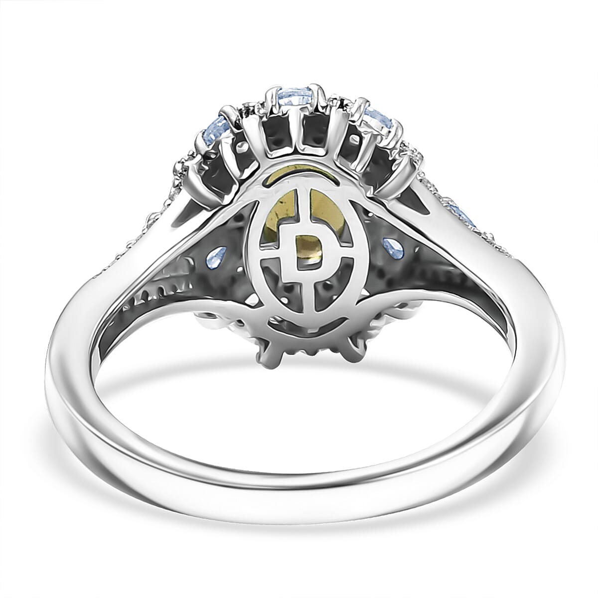 D'Joy Brazilian Heliodor and White Zircon 2.15 ctw Crown of Lights Ring in Rhodium Over Sterling Silver (Size 8.0) image number 4