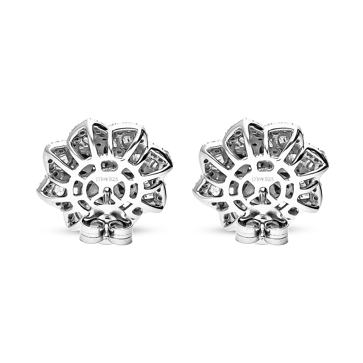 D'Joy Diamond 1.50 ctw Floral Earrings in Rhodium Over Sterling Silver image number 3