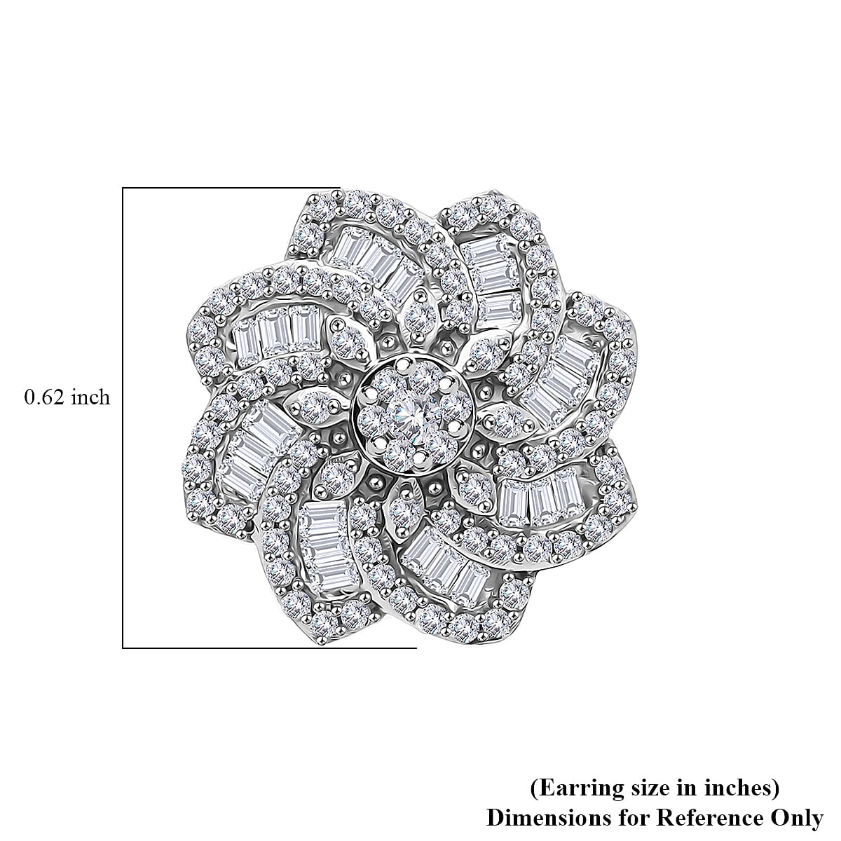 D'Joy Diamond 1.50 ctw Floral Earrings in Rhodium Over Sterling Silver image number 4
