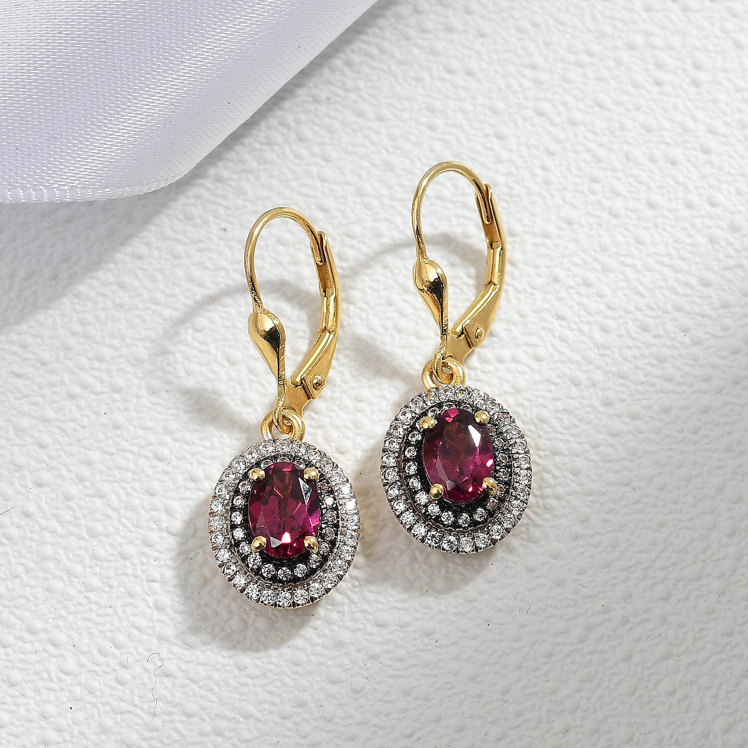 D'Joy Tanzanian Wine Garnet and Multi Gemstone 2.85 ctw Crown of Flame Earrings in 18K Vermeil Yellow Gold Over Sterling Silver
