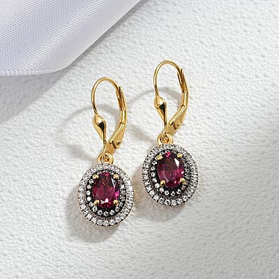 D'Joy Tanzanian Wine Garnet and Multi Gemstone 2.85 ctw Crown of Flame Earrings in 18K Vermeil Yellow Gold Over Sterling Silver