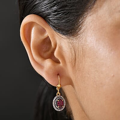 D'Joy Tanzanian Wine Garnet and Multi Gemstone 2.85 ctw Crown of Flame Earrings in 18K Vermeil Yellow Gold Over Sterling Silver