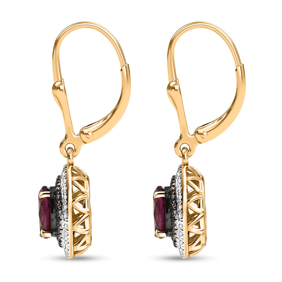 D'Joy Tanzanian Wine Garnet and Multi Gemstone 2.85 ctw Crown of Flame Earrings in 18K Vermeil Yellow Gold Over Sterling Silver image number 3