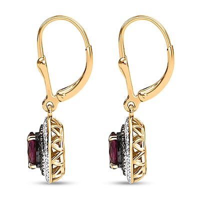 D'Joy Tanzanian Wine Garnet and Multi Gemstone 2.85 ctw Crown of Flame Earrings in 18K Vermeil Yellow Gold Over Sterling Silver