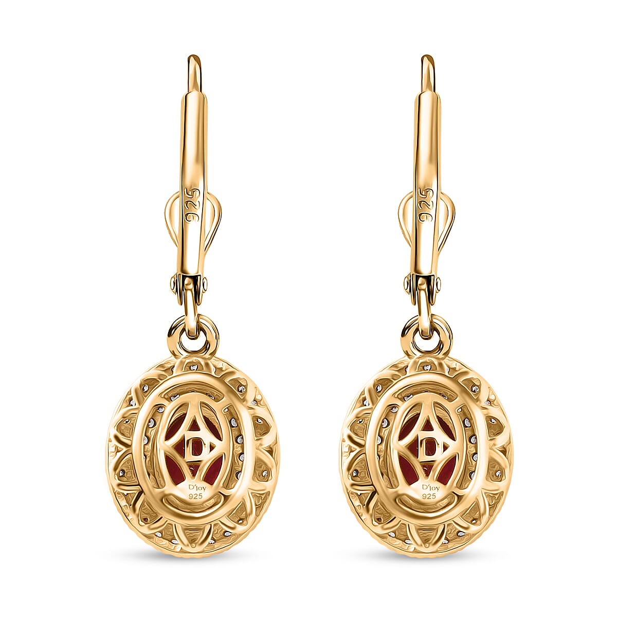 D'Joy Tanzanian Wine Garnet and Multi Gemstone 2.85 ctw Crown of Flame Earrings in 18K Vermeil Yellow Gold Over Sterling Silver