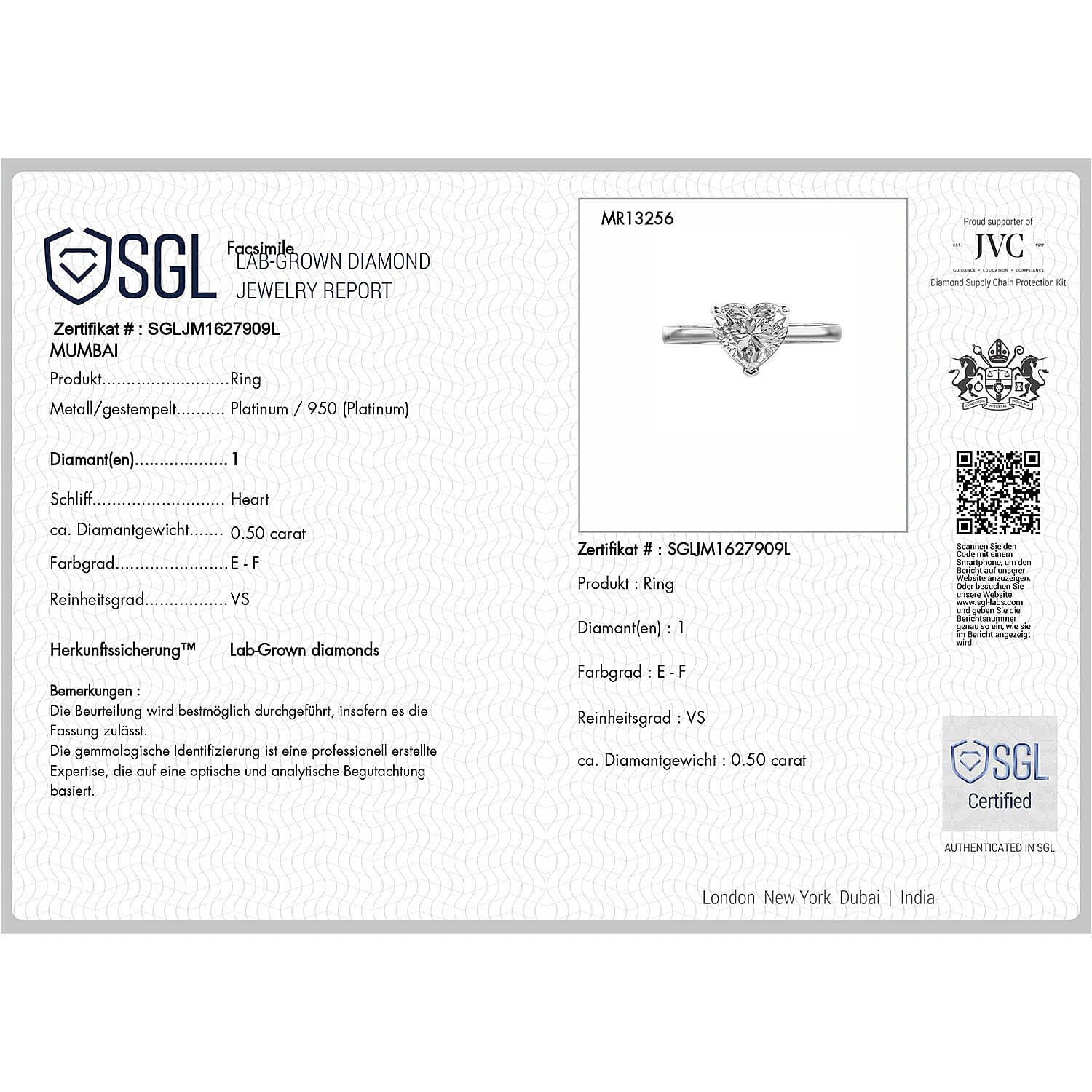Luxuriant Lab Grown Diamond E-F VS 0.50 ctw Ring in 950 Platinum (Size 8.0)