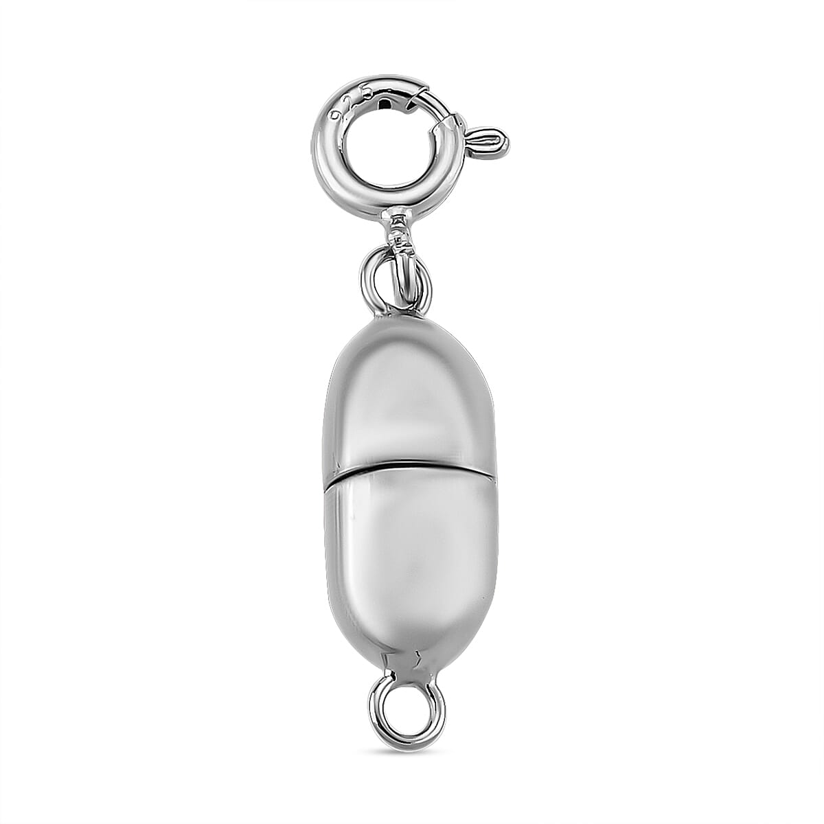 Rhodium Over Sterling Silver 14*6MM Magetic Lock with 5.5mm Spring Ring Lock image number 0