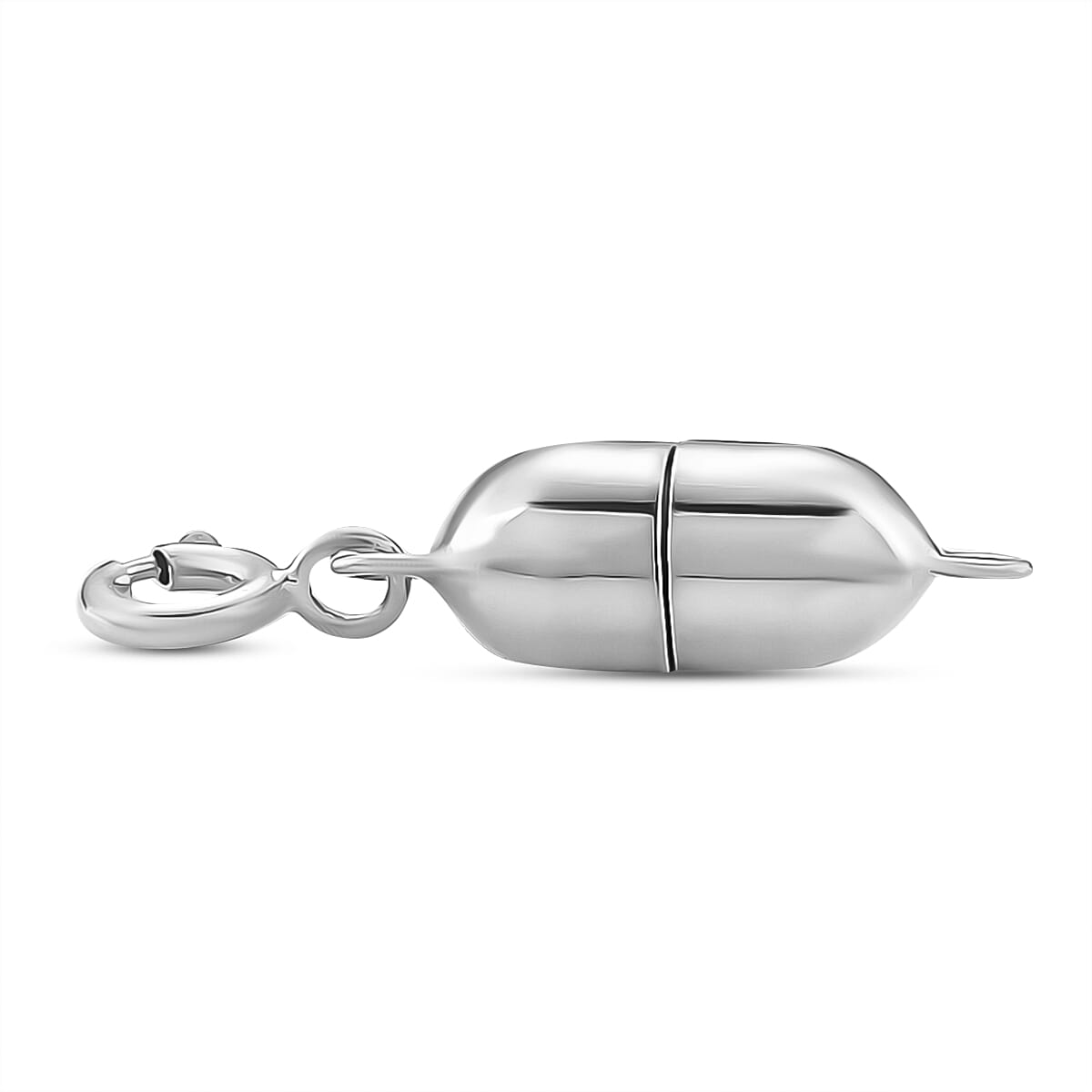 Rhodium Over Sterling Silver 14*6MM Magetic Lock with 5.5mm Spring Ring Lock image number 1