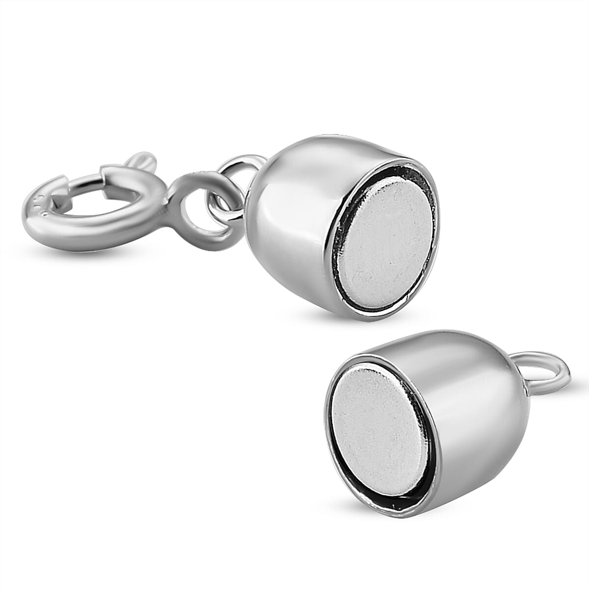 Rhodium Over Sterling Silver 14*6MM Magetic Lock with 5.5mm Spring Ring Lock image number 2