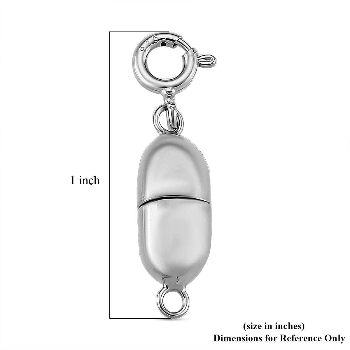 Rhodium Over Sterling Silver 14*6MM Magetic Lock with 5.5mm Spring Ring Lock image number 3