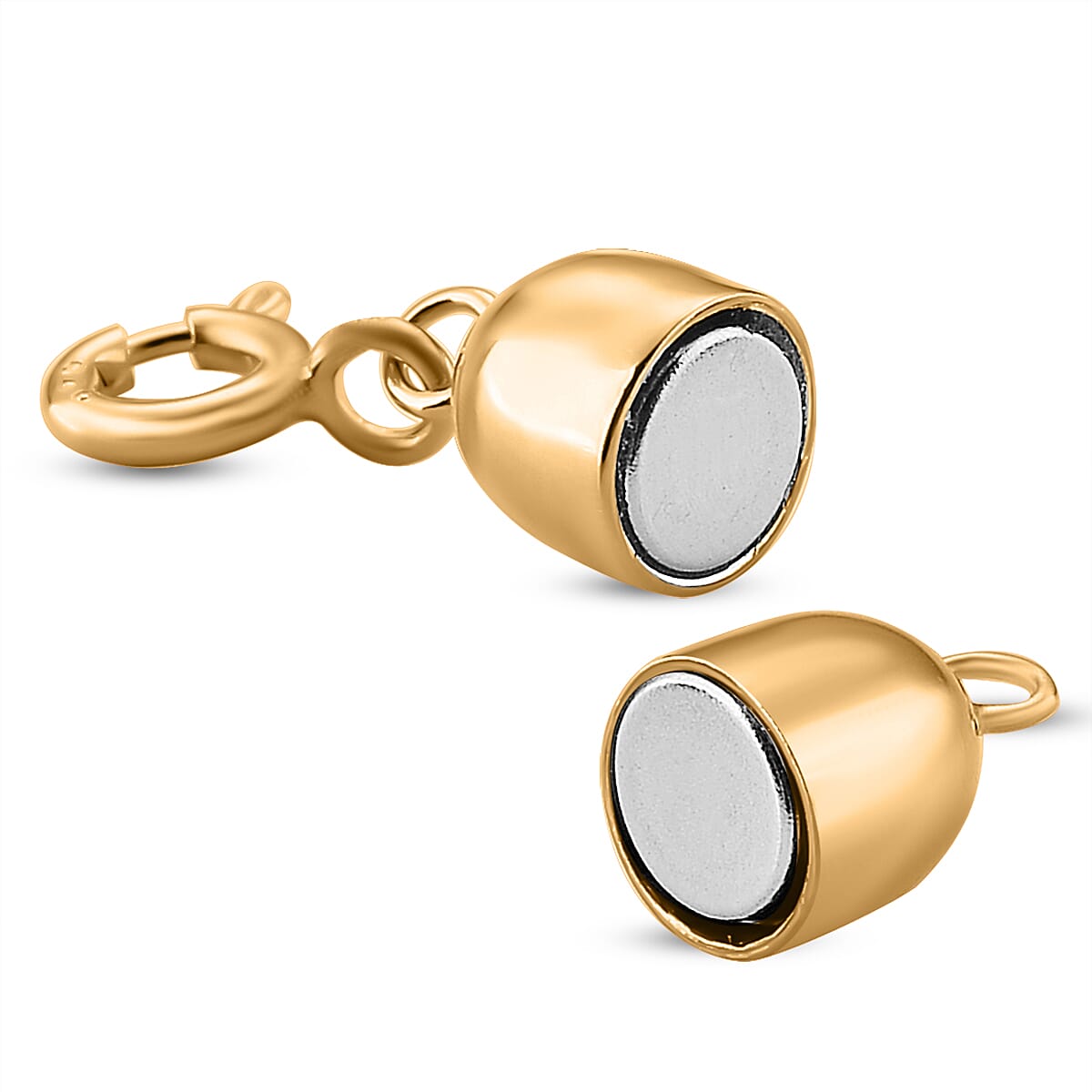 14K YG Over Sterling Silver 14*6MM Magetic Lock with 5.5mm Spring Ring Lock image number 2