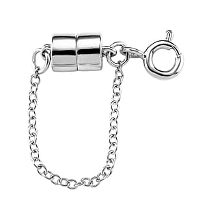 Rhodium Over Sterling Silver 5*7 Magetic Lock with 5.5MM Spring Ring Lock with 1.5mm Rolo Chain