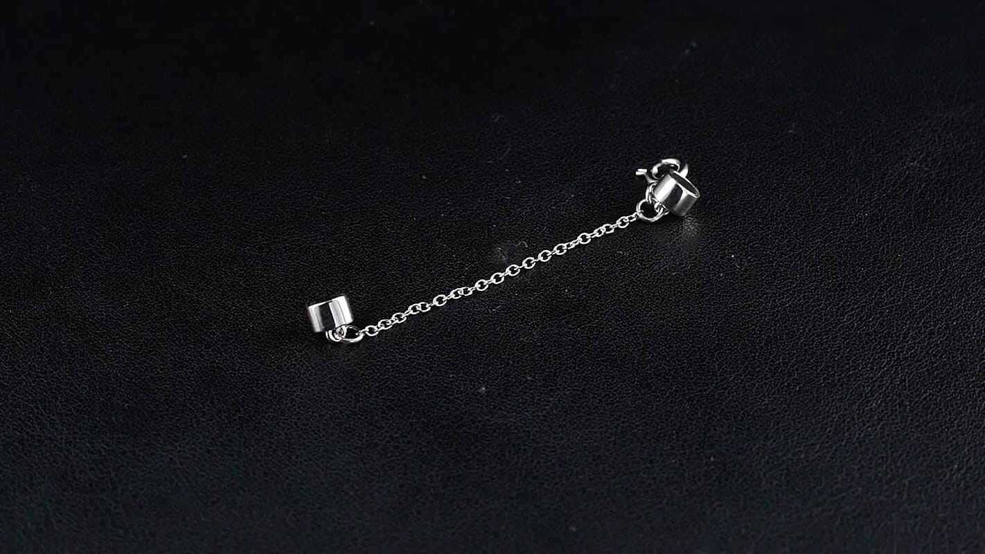 Rhodium Over Sterling Silver 5*7 Magetic Lock with 5.5MM Spring Ring Lock with 1.5mm Rolo Chain