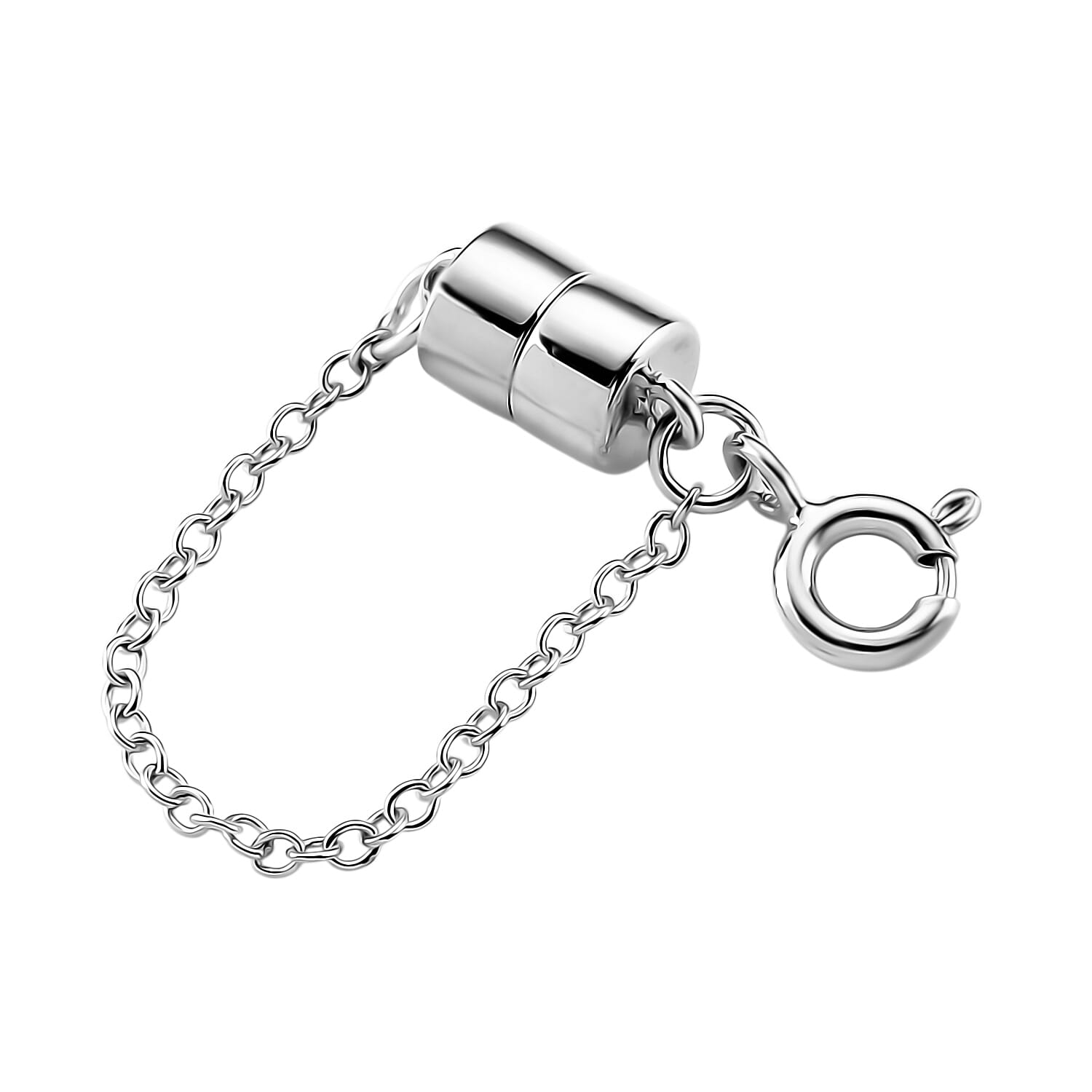 Rhodium Over Sterling Silver 5*7 Magetic Lock with 5.5MM Spring Ring Lock with 1.5mm Rolo Chain