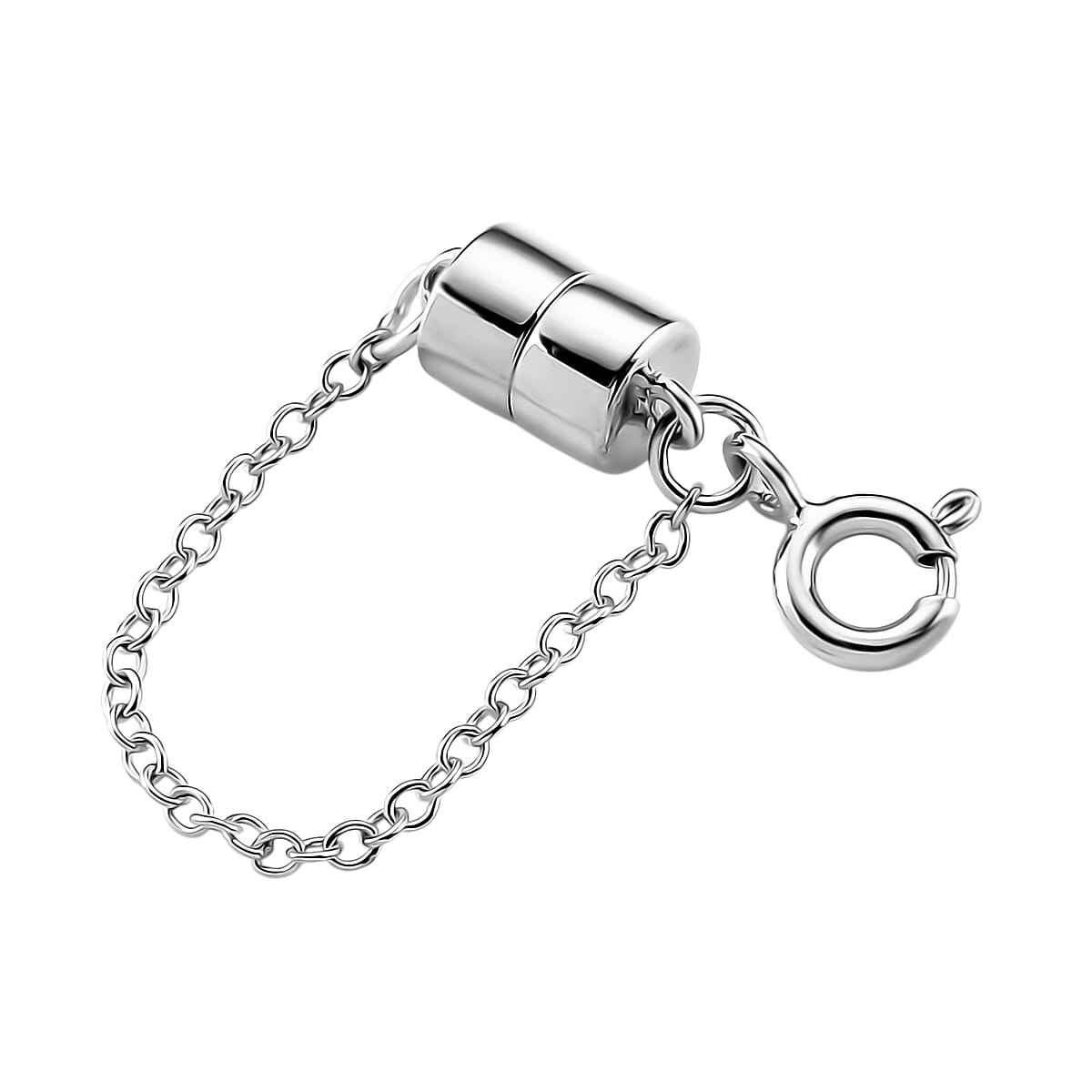 Rhodium Over Sterling Silver 5*7 Magetic Lock with 5.5MM Spring Ring Lock with 1.5mm Rolo Chain image number 1