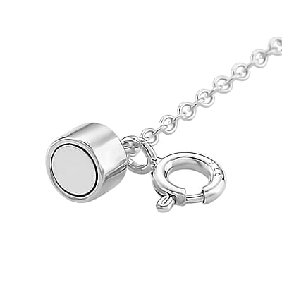 Rhodium Over Sterling Silver 5*7 Magetic Lock with 5.5MM Spring Ring Lock with 1.5mm Rolo Chain
